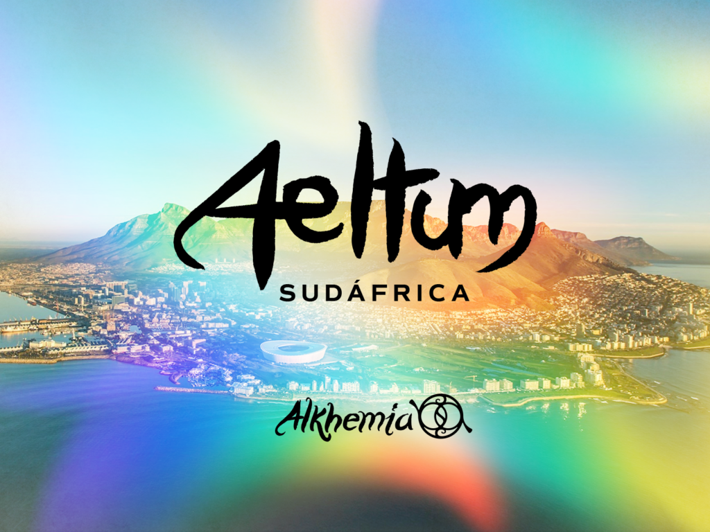 Aeltum South Africa event artwork over a coastal landscape.